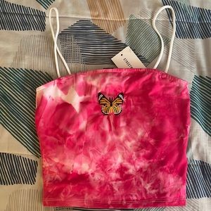 Crop top butterfly shirt
